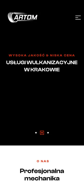 Strona Artom Kraków — widok na telefonie