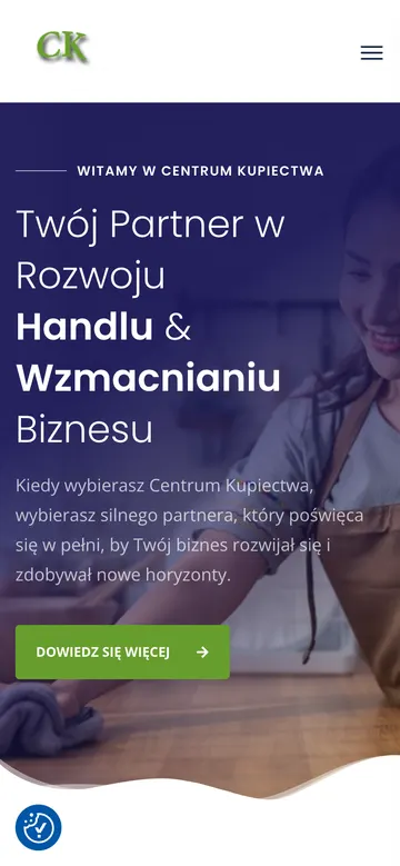 Strona Centrum Kupiectwa — widok na telefonie