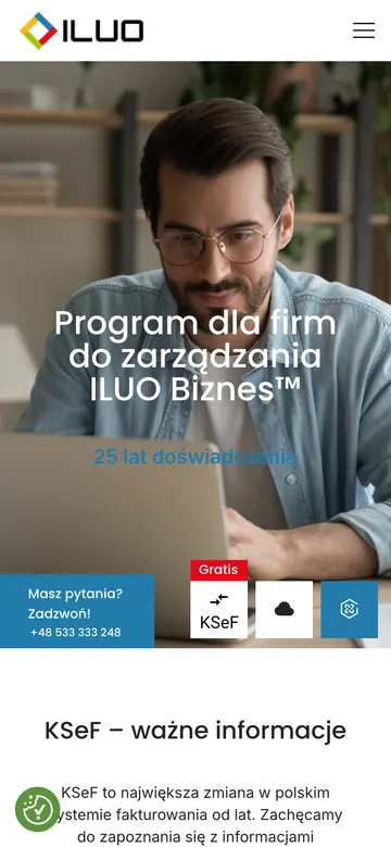 Strona ILUO — widok na telefonie