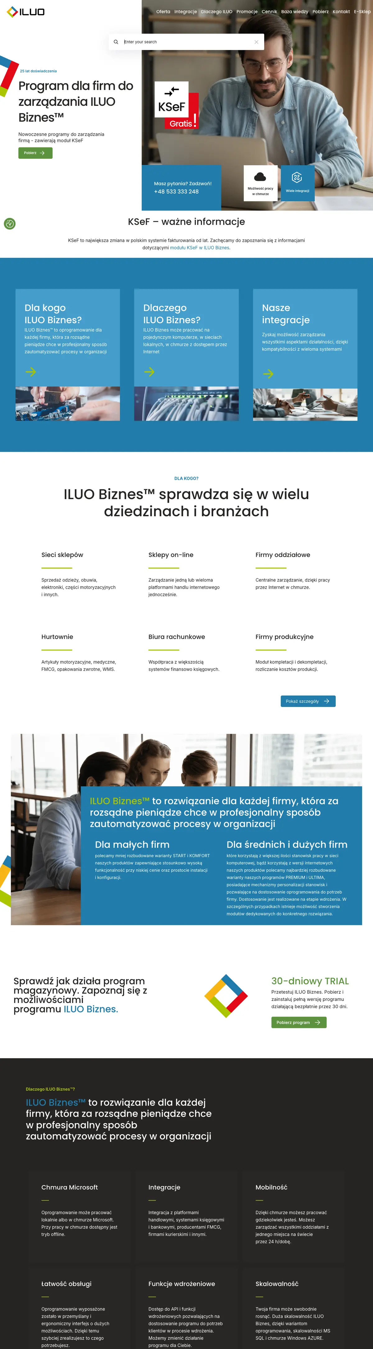 Strona ILUO — widok na komputerze