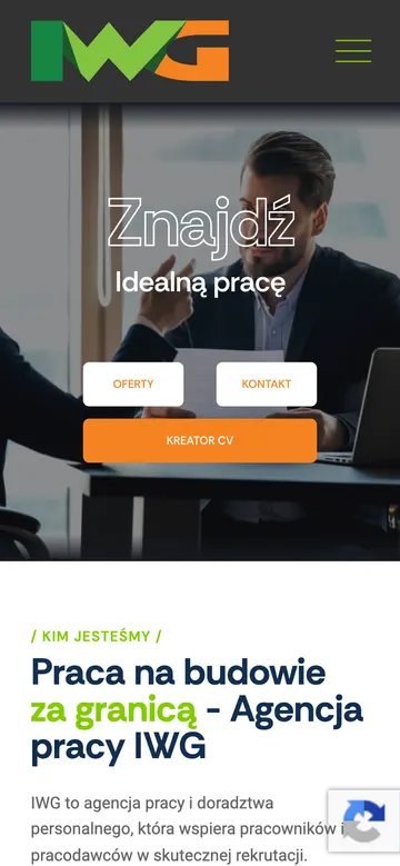 Strona IWG — widok na telefonie