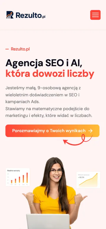 Strona Rezulto — widok na telefonie