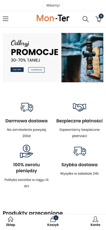 Strona Sklep Monter — widok na telefonie