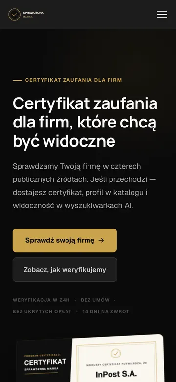 Strona Sprawdzona Marka — widok na telefonie